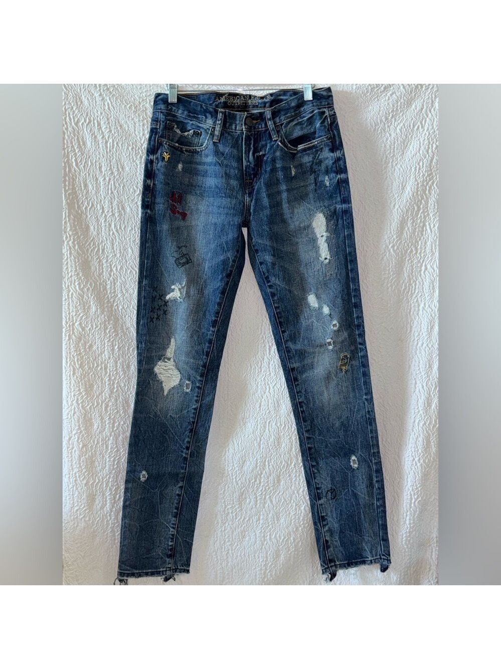 American Eagle Outfitters GRAFFITI Distressed Raw Hem Punk Skinny Jean
